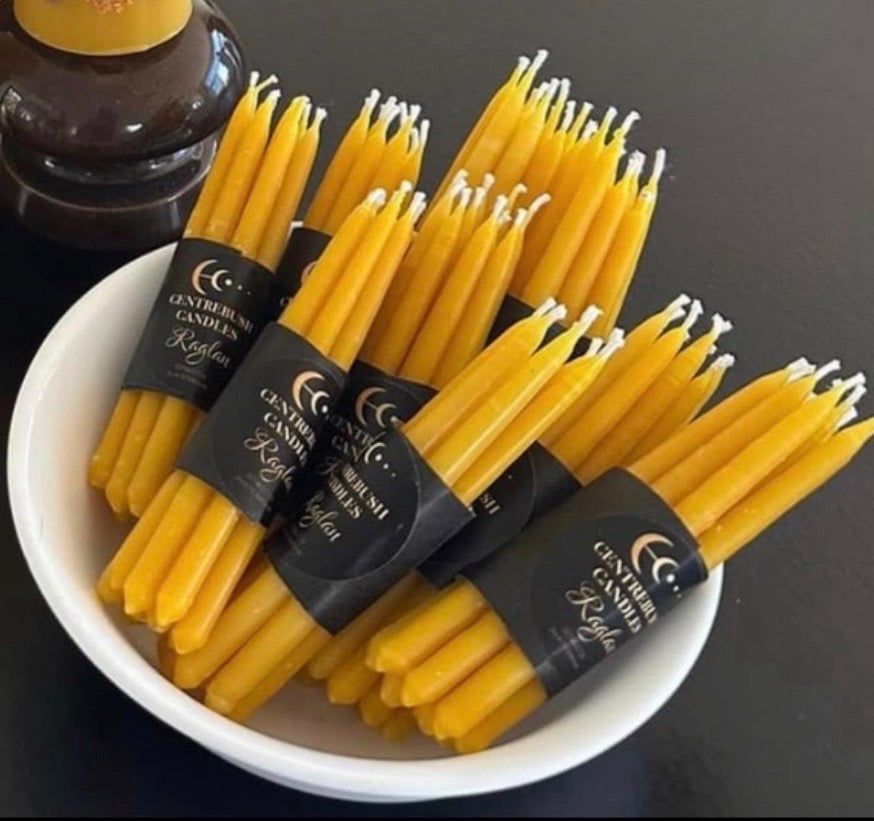 beeswax candles - small taper celebration/meditation candles 7 pack