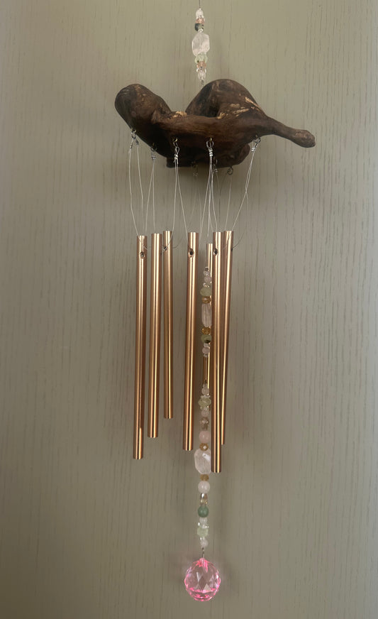 pohutukawa windchime -          rose quartz