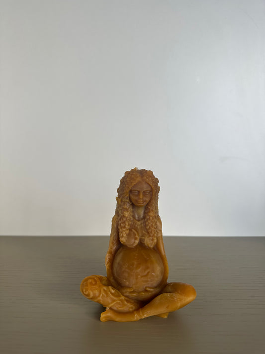 gaia goddess -                      beeswax candle                      brown