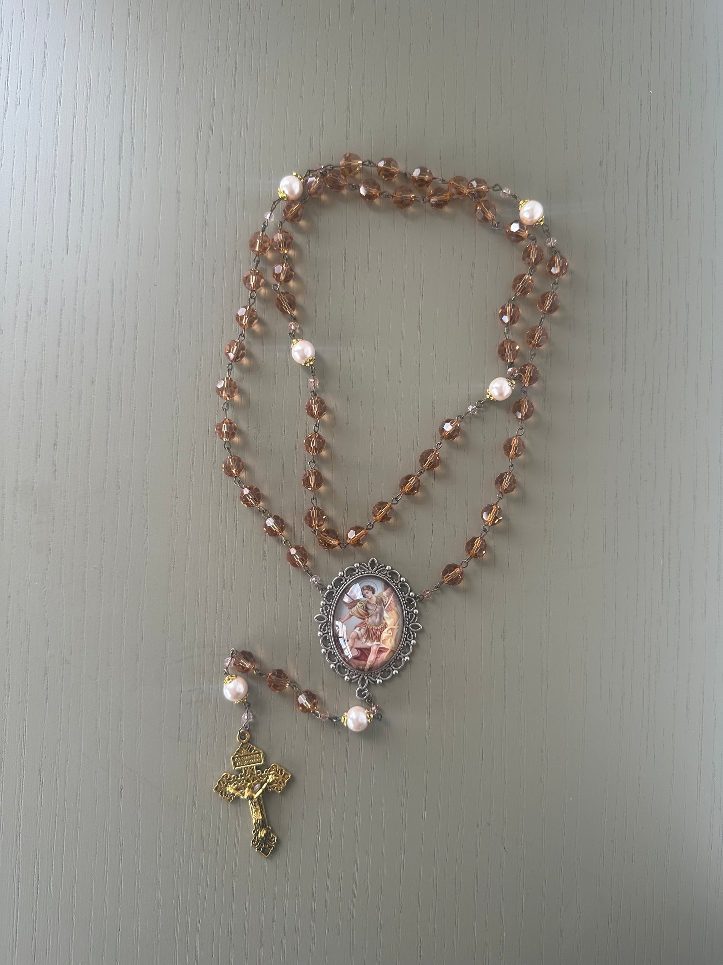 handmade Rosary Beads - czech glass & pearl large