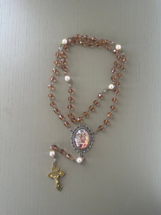 rosary beads - handmade     czech glass & pearl                             large