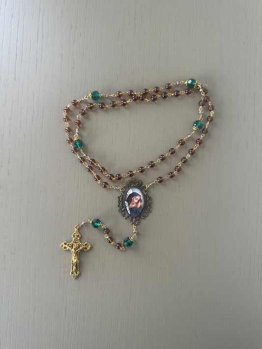 rosary beads - handmade      amber & czech glass