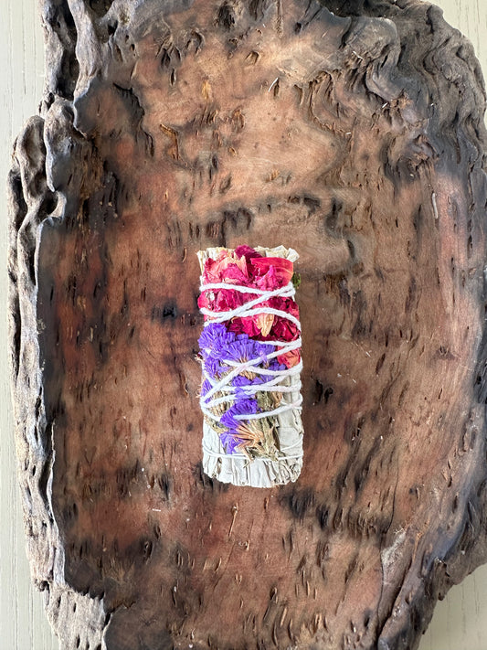 sage stick - rose petals