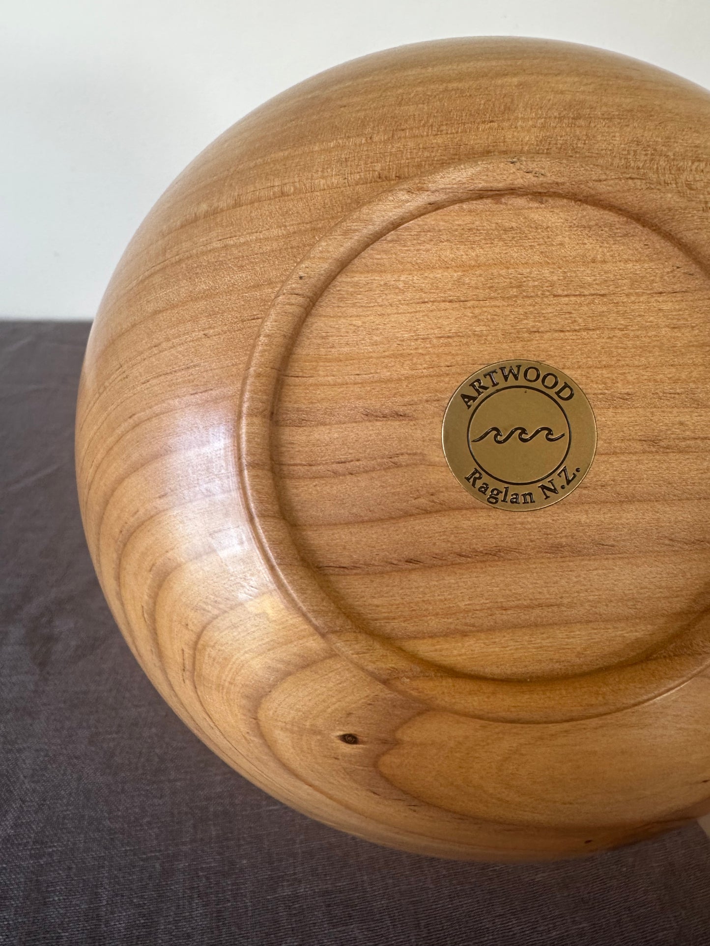 beeswax candle - handcrafted wooden bowl