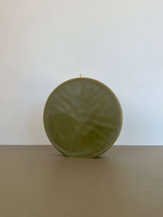 beeswax candle - Te Marama forest green moon