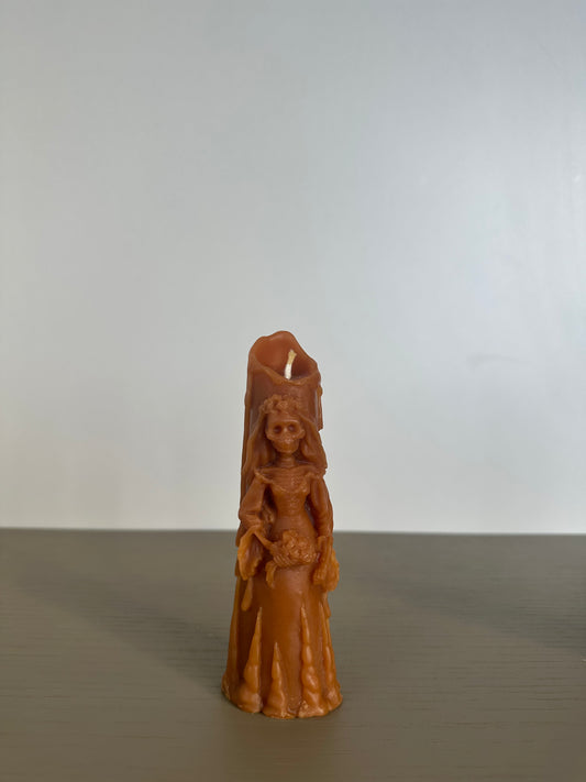 mexican catrina day of the dead - beeswax candle