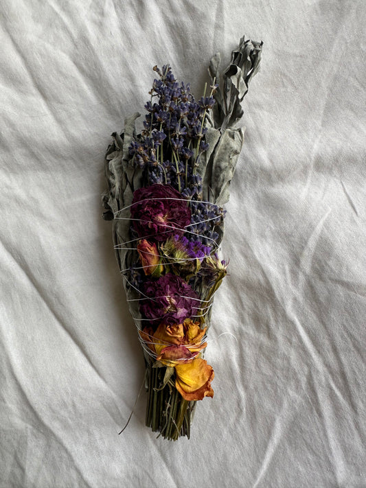 smudging - floral & sage wand
