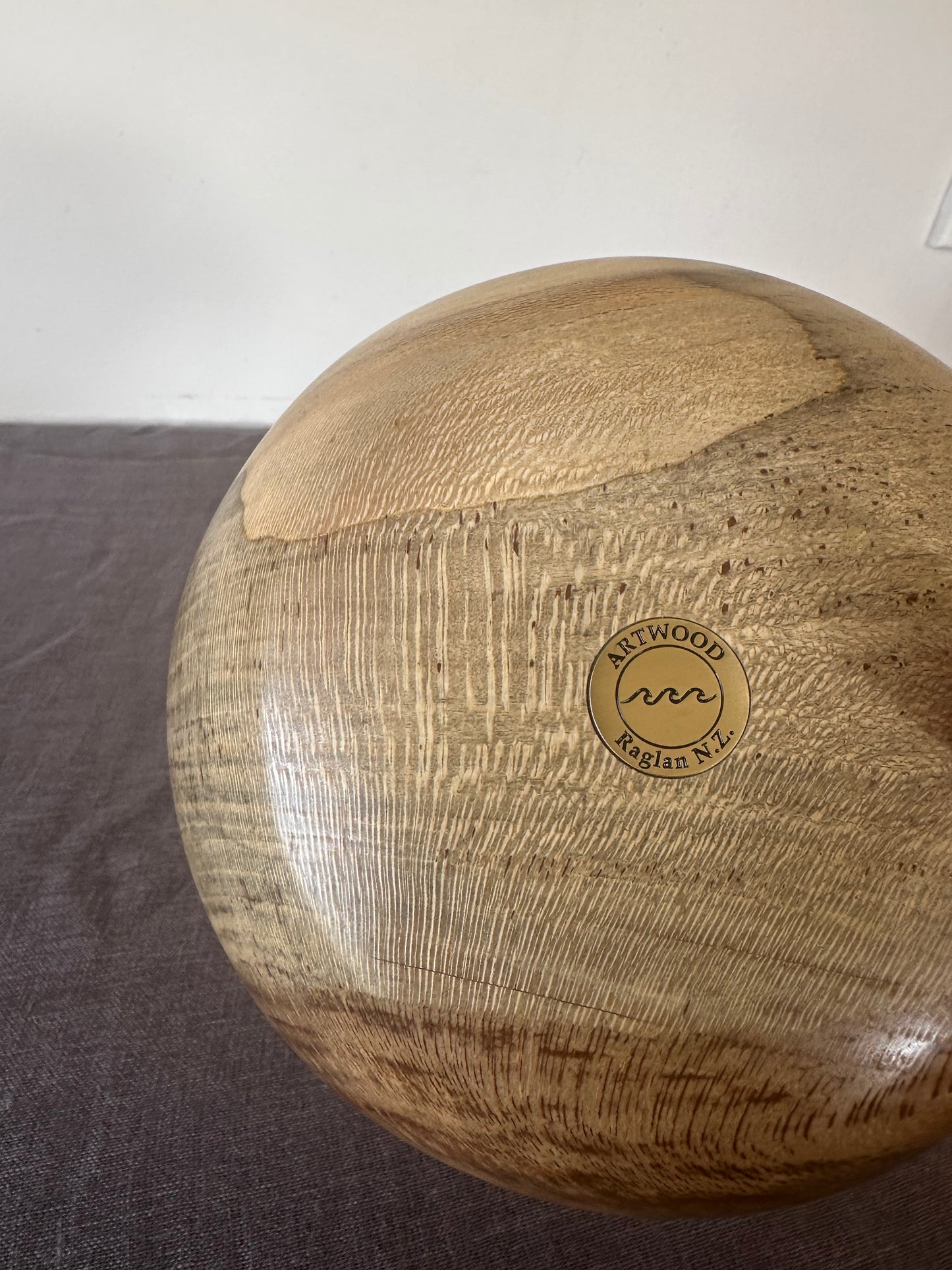 beeswax candle -                      handcrafted wooden bowl